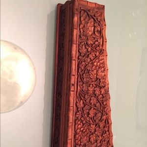 Unique heritage Hand carved solid walnut wood Chinar leaf Tie box Kashmir 14.5"